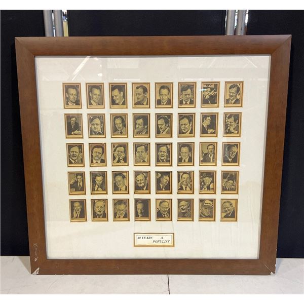 22.5" x 24" Framed Collage of Cigarette Cards w/ Former Prime Minister Jean ChrÃ©tien from 1963-20