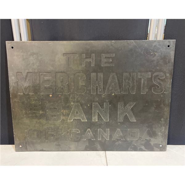 The Merchants Bank of Canada 14" x 20" Vintage Metal Signage