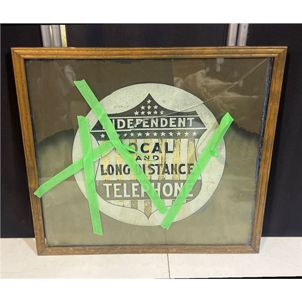 21" x 23" Vintage Canadiana Independent Local and Long Distance Telephone Sign