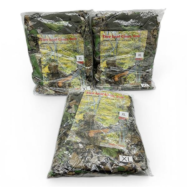 Tree Leaf Camo Suit Includes Jacket, Pants, Hat and Mask Size XL X 3 Qty