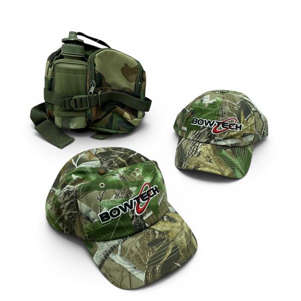 Fanny Pack with Canteen and Bowtech Hats, OSFM, Camo X 2