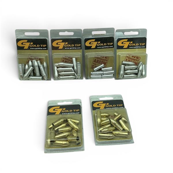 Assorted Gold Tip Points and Inserts X 6 Qty