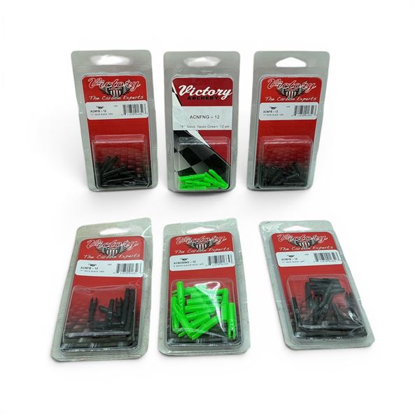 Victory Archery "F" Nock, Black, 12 Pack X 4 Qty and "N" Blazer Nock, Green, 12 Pack X 2 Qty