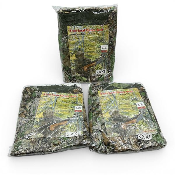 Tree Leaf Camo Suit, Includes Jacket, Pants, Mask and Hat Size XXL X 3 Qty