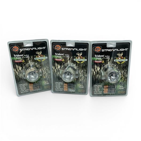 Streamlight Buckmasters Trident Xenon/ LED Headlamp in Realtree Hardwoods Camo X 3 Qty