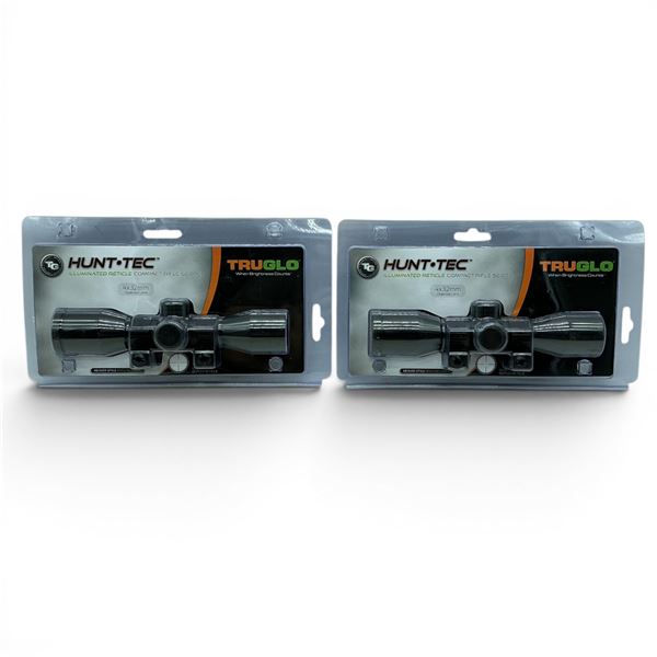 TruGlo Hunt-Tec 4 X 32 mm Illuminated Compact Rifle Scope with Duplex Reticle X 2 Qty