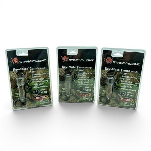 Streamlight Key-Mate Camo, Green LED Flashlight X 3 Qty