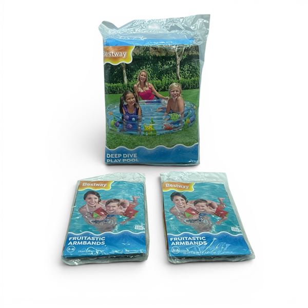 Bestway Fruitastic Armbands, New and Bestway Deep Dive Play Pool, New