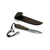 Image 1 : 4" Fixed Damascus Blade Knife with Wooden Handle and Leather Sheath