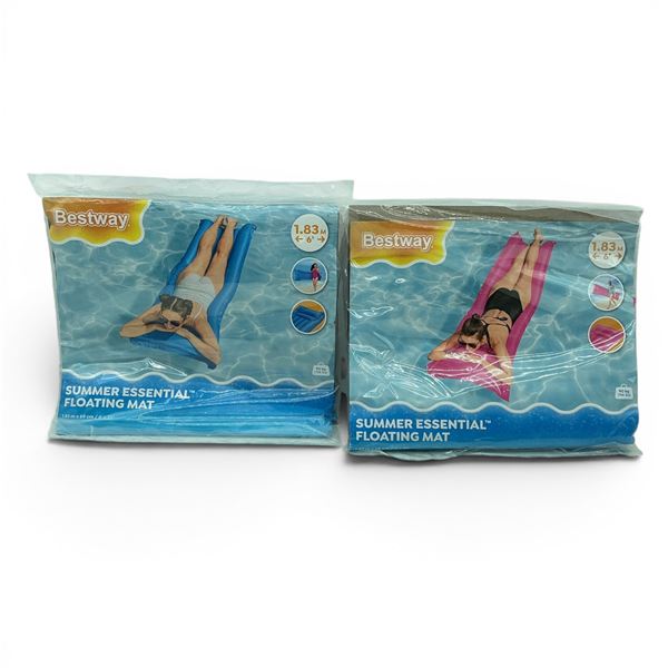 Bestway Sumer Essentials 6' x 27" Floating Mat, 90 kg Limit, Pink and Blue, New