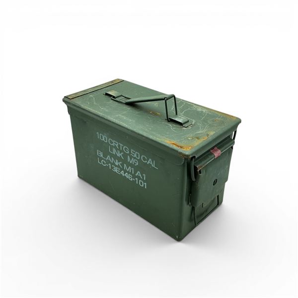 Metal 50 Cal M1A1 Ammo Can, ODG, 11" X 7" X 6"
