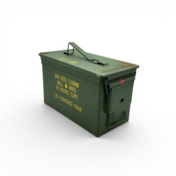 Metal 50 Cal M1A1 Ammo Can, ODG, 11" X 7" X 6"