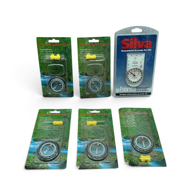 Assorted Map Compasses X 6 Qty