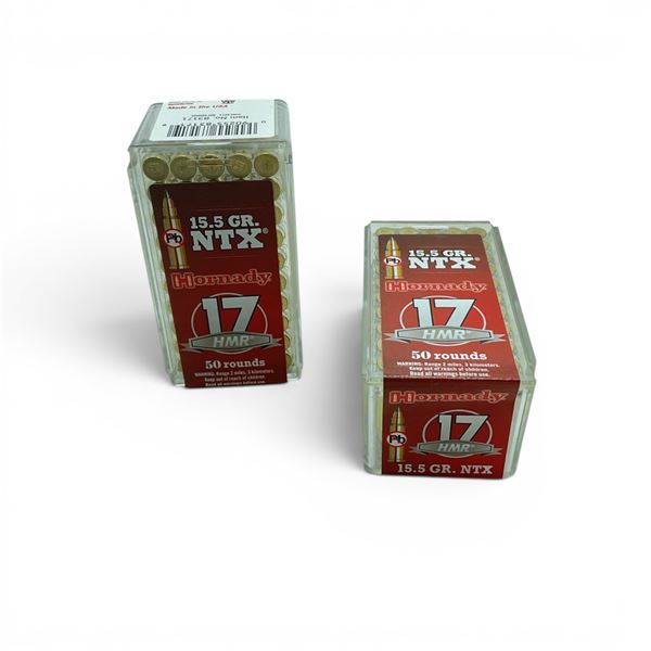Hornady 17 HMR 15.5 Grain NTX Ammunition, 100 Rounds