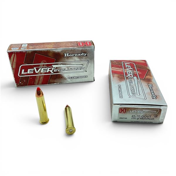 Hornady LEVERevolution 45-70 GOVT 250 Grain Monoflex Ammunition, 40 Rounds