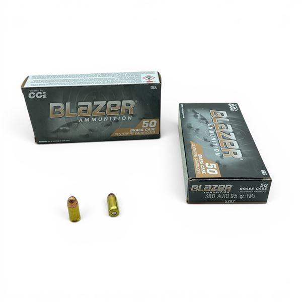 CCI Blazer 380 Auto 95 Grain FMJ Ammunition, 100 Rounds