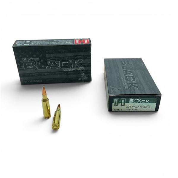 Hornady Black 224 Valkyrie 75 Grain BTHP Ammunition, 40 Rounds