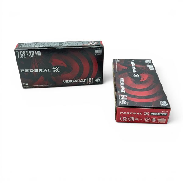 Federal American Eagle 7.62 X 39mm 124 Grain FMJ Ammunition, 40 Rounds