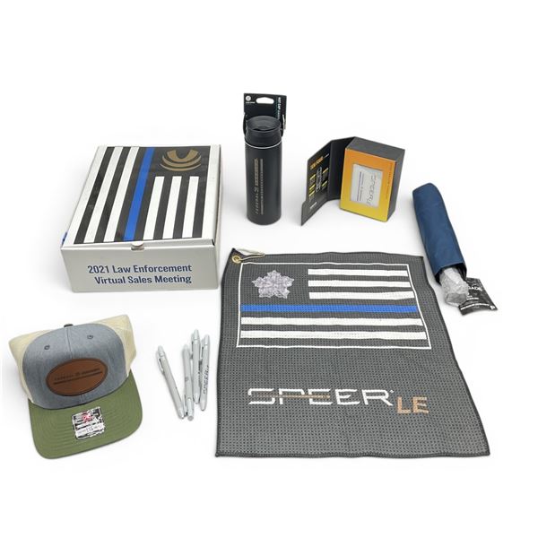 Federal/ Other Promotional Box Including Tumbler, Umbrella, Hat, Towel, Charging Device