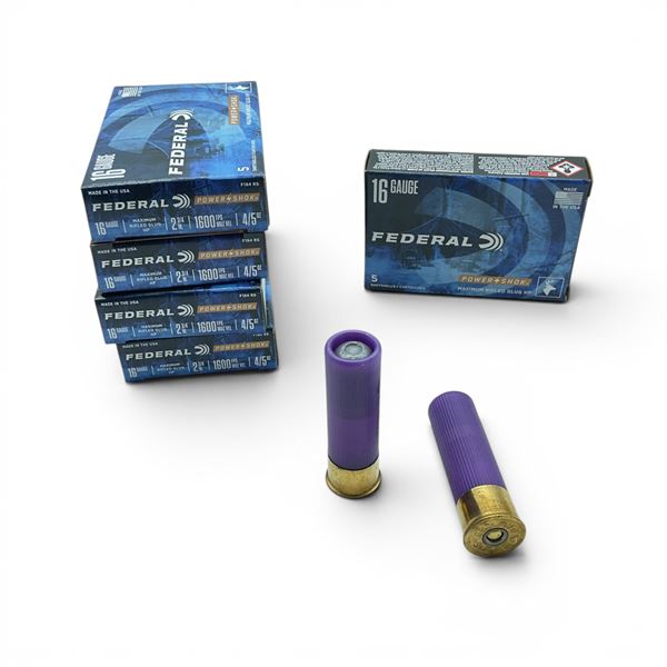 Federal Power Shok 16 Gauge 2 3/4" Maximum Rifled Slug Hollow Point Ammunition, 25 Rounds