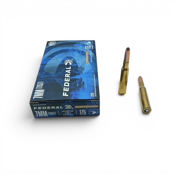Federal Power Shok 7mm (7x57mm) 175 Grain JSP RN Ammunition, 20 Rounds