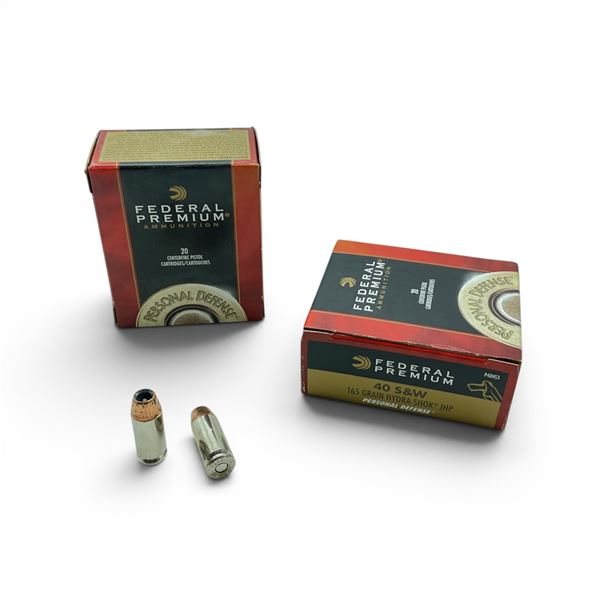 Federal Personal Defense 40 S&W 165 Grain Hydra Shok JHP Ammunition, 40 Rounds