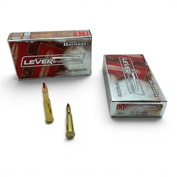 Hornady LEVERevolution 25-35 Win 110 Grain FTX Ammunition, 40 Rounds