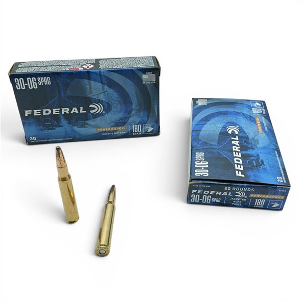 Federal Power Shok 30-06 SPRG 180 Grain JSP Ammunition, 40 Rounds