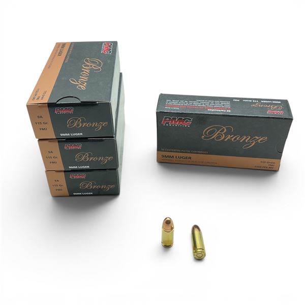 PMC Bronze 9mm Luger 115 Grain FMJ Ammunition, 200 Rounds