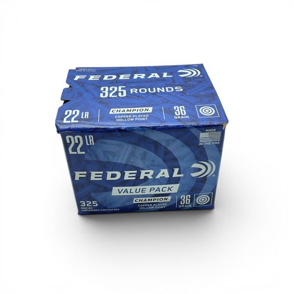 Federal Champion 22LR 36 Grain Copper Plated HP Ammunition, 325 Rounds