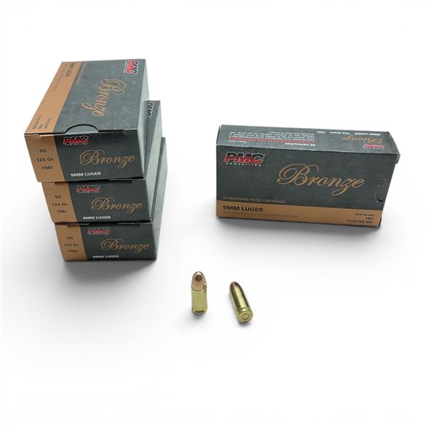 PMC Bronze 9mm Luger 124 Grain FMJ Ammunition, 200 Rounds