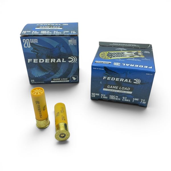 Federal Game Load Heavy Field 20 Gauge 2 3/4" #7.5 Ammunition, 50 Rounds