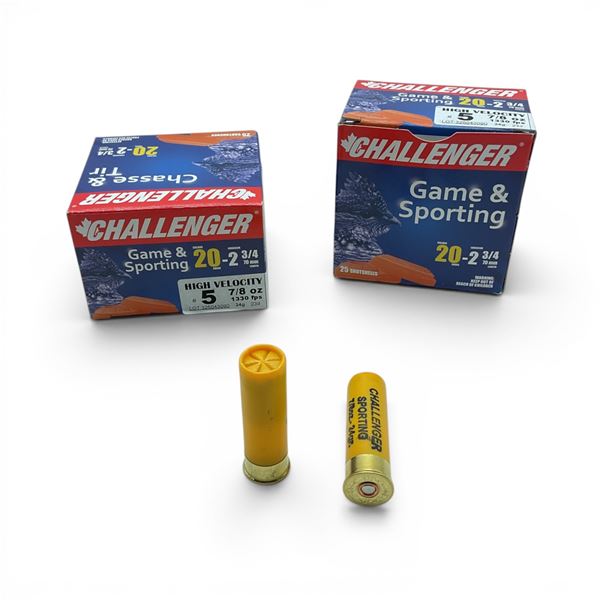 Challenger Game & Sporting 20 Gauge 2 3/4" #5 Ammunition, 50 Rounds