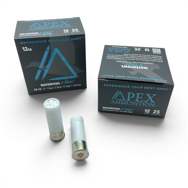 Apex Waterfowl S3 Steel 12 Gauge 3" #2 Ammunition, 50 Rounds