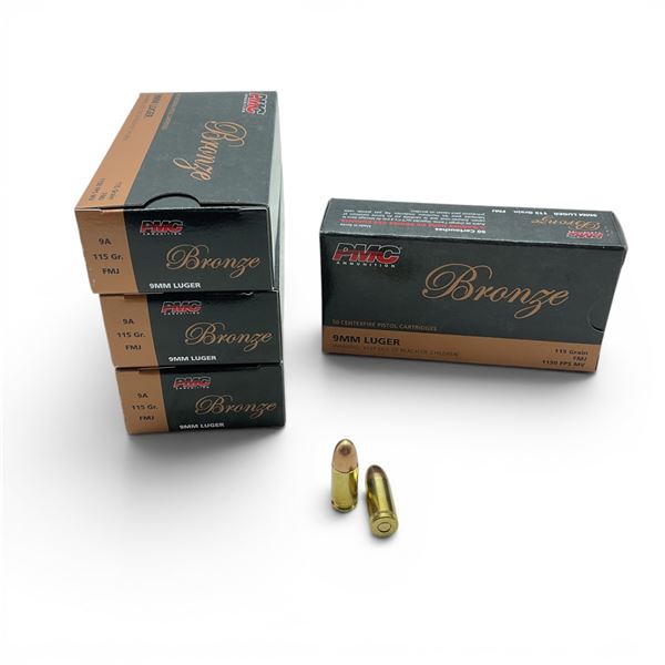 PMC Bronze 9mm Luger 124 Grain FMJ Ammunition, 200 Rounds