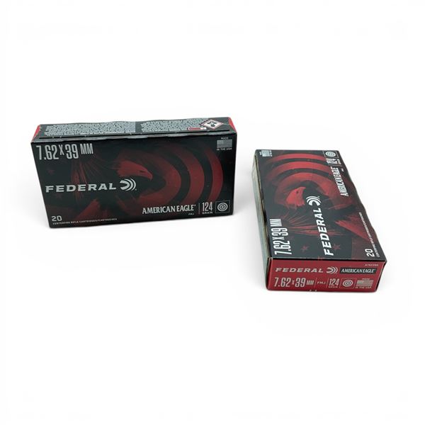 Federal American Eagle 7.62 X 39mm 124 Grain FMJ Ammunition, 40 Rounds
