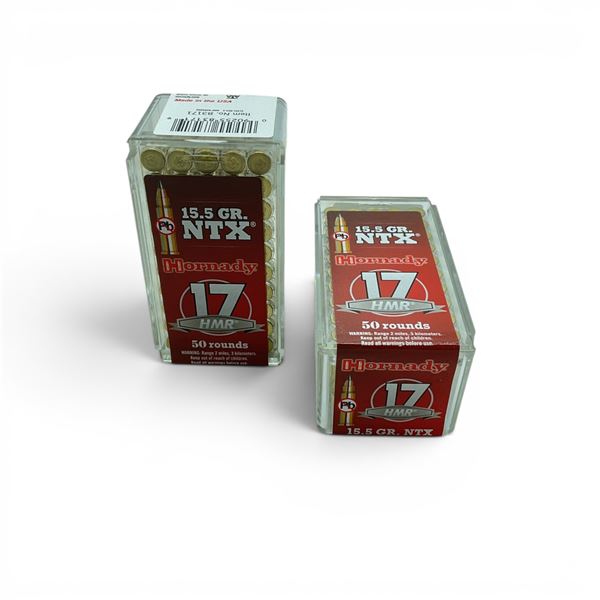 Hornady 17 HMR 15.5 Grain NTX Ammunition, 100 Rounds