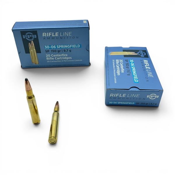 PPU Rifle Line 30-06 Springfield 150 Grain SP Ammunition, 40 Rounds