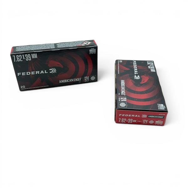 Federal American Eagle 7.62 X 39mm 124 Grain FMJ Ammunition, 40 Rounds