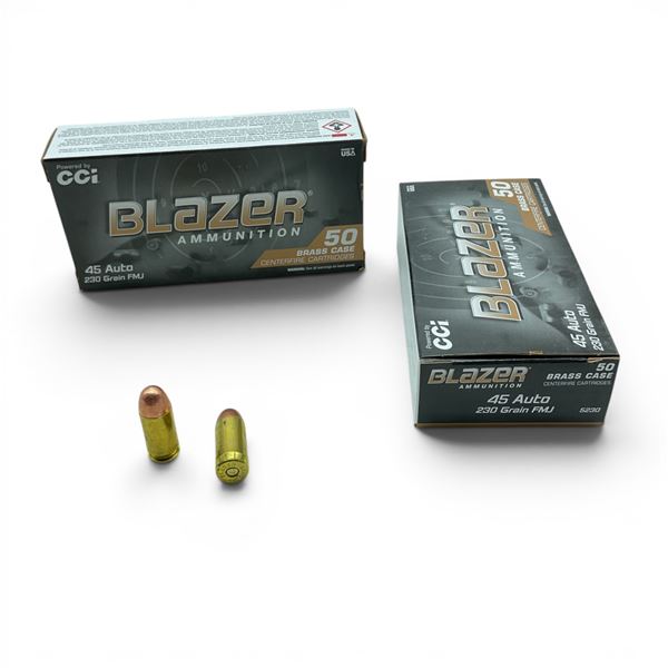 CCI Blazer 45 Auto 230 Grain FMJ Ammunition, 100 Rounds