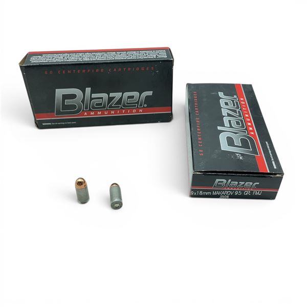 CCI Blazer 9 X 18mm Makarov 95 Grain FMJ Ammunition, 100 Rounds