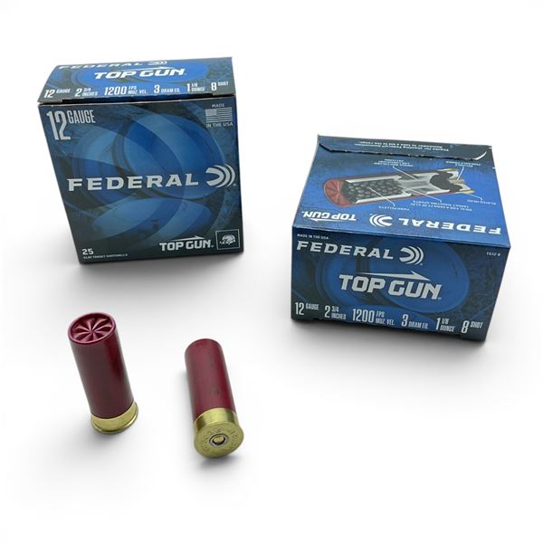Federal Top Gun 12 Gauge 2 3/4" #8 Shot Ammunition, 50 Rounds