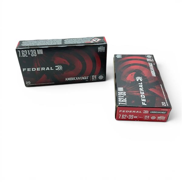 Federal American Eagle 7.62 X 39mm 124 Grain FMJ Ammunition, 40 Rounds