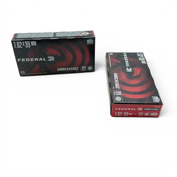 Federal American Eagle 7.62 X 39mm 124 Grain FMJ Ammunition, 40 Rounds