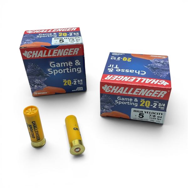 Challenger Game & Sporting 20 Gauge 2 3/4" #5 Shot Ammunition, 50 Rounds