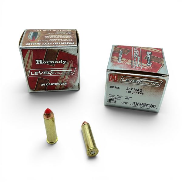 Hornady LEVERevolution 357 Mag 140 Grain FTX Ammunition, 50 Rounds