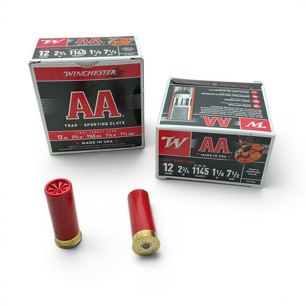 Winchester AA Sporting Clays 12 Gauge 2 3/4" #7.5 Shot Ammunition, 50 Rounds