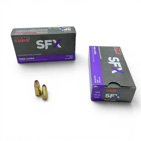 PMC SFX 9mm Luger 147 Grain SFHP Ammunition, 100 Rounds