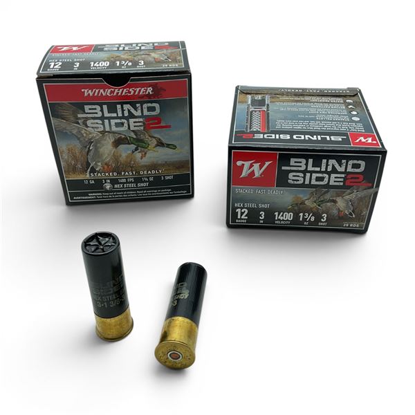 Winchester Blind Side 2 12 Gauge 3" #3 Shot Ammunition, 50 Rounds