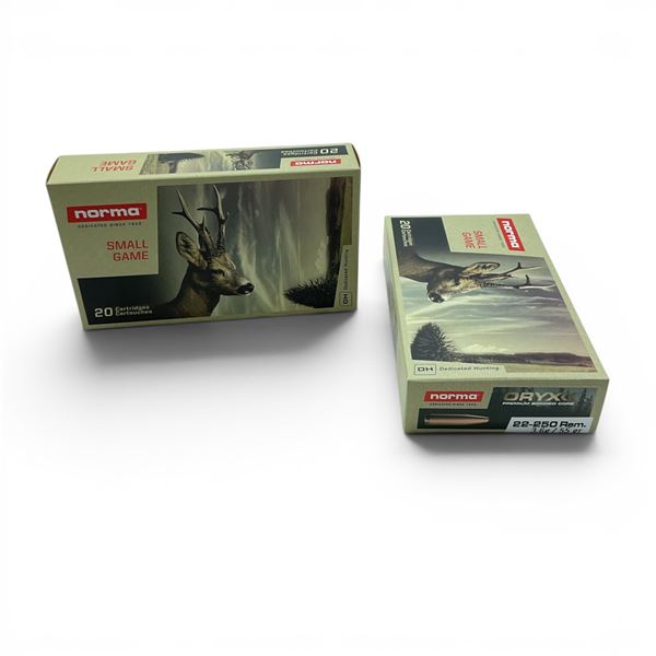 Norma Oryx 22-250 Rem 55 Grain Bonded SP Ammunition, 40 Rounds